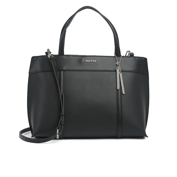Calvin Klein Gillian Satchel Handbag In Black & Silver - New With Tag- Reemoly - Picture 1 of 13